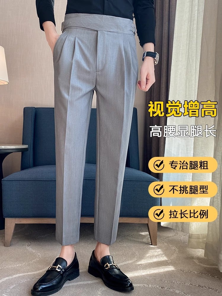 Gurg Pants Men'S New Gurkha High-End Slim-Fit Parisian Buckle Naples High Waist Casual Suit Pants - Image 3